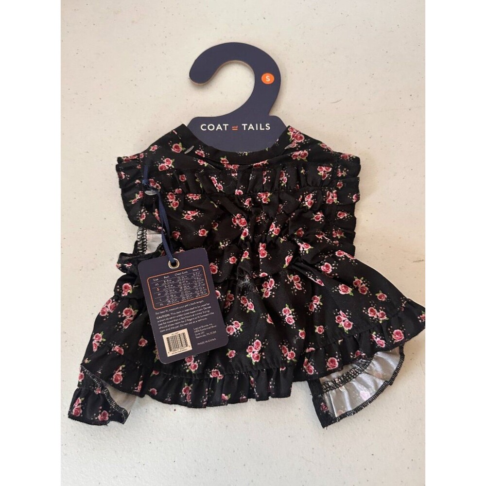 Black & Floral Dog Dress Coats & Tails – Fashionable Pet Wear Size Small